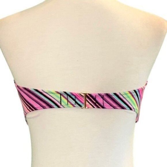 Victoria's Secret Candy Cane Striped Multicolor Knotted Bikini Top Size Large - Picture 3 of 5